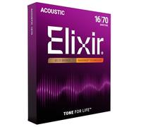 Elixir Cuerdas de guitarra acústica Strings de bronce en proporción 80/20 con recubrimiento NANOWEB, barítono (.016-.070)