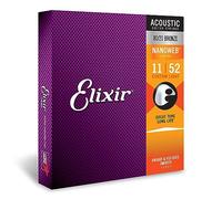 Elixir Cuerdas de guitarra acústica Strings de bronce en proporción 80/20 con recubrimiento NANOWEB, calibre ligero personalizado, 1 Pack, Custom Light (11-52)