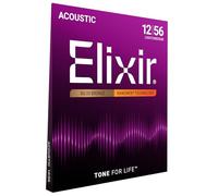 Elixir Cuerdas de guitarra acústica Strings de bronce en proporción 80/20 con recubrimiento NANOWEB, calibre ligero/mediano (.012-.056)