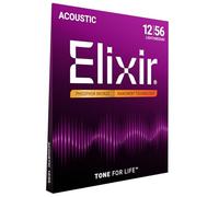 Elixir Cuerdas de guitarra acústica Strings de bronce fosforado con recubrimiento NANOWEB, calibre ligero/mediano (.012-.056)