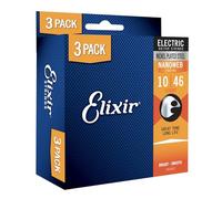 Elixir Cuerdas Nanoweb para guitarra eléctrica, 3 unidades, Light (10-46)