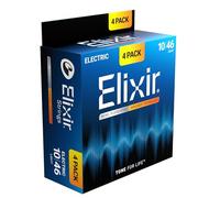 Elixir Cuerdas Strings para guitarra eléctrica con tecnología NANOWEB, ligeras (.010-.046), paquete de 4 unidades especial de Amazon