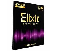 Elixir Strings, cuerdas para guitarra acústica ATTUNE, bronce fosforado, sonido nítido y claro de larga duración con tacto natural, juego de 6 cuerdas, Extra Light, 10-47