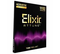 Elixir Strings, cuerdas para guitarra acústica ATTUNE, bronce fosforado, tono nítido y claro de larga duración con tacto natural, juego de 6 cuerdas, Custom Light 11-52