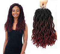 Eliza Wavy Gypsy Locs Ombre Crochet Hair 14 inch 8Packs Goddess Locs 100% Kanekalon Fiber Faux Locs African Roots Dreadlocs Synthetic Braiding Hair Extensions for Black Women (14", 8 Packs, OT99J)