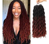 Eliza Wavy Gypsy Locs Ombre Crochet Hair 18" 8Packs/Lot Goddess Locs 100% Kanekalon Fiber Faux Locs African Roots Dreadlocs Synthetic Braiding Hair Extensions for Black Women(18",OM3T530350)
