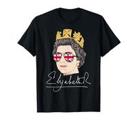 Elizabeth II ER Reina corona británica Engalnd Union Jack Camiseta