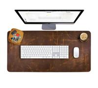 ELIZO Alfombrilla de escritorio de piel auténtica (32 x 16) para escritorio, protector de escritorio, tapete grande para computadora, para teclado, juegos, mouse pad (antiguo 2 mm), tapete para