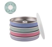 Elk and Friends Platos de acero inoxidable subdivididos con funda de silicona para bebés y niños pequeños, tapa incluida, ventosa, platos de comida y aperitivos, 4 unidades