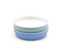 Elk and Friends Platos De Porcelana Blanca Para Niños De 7.8" Con Fundas De Silicona, Aptos Para Niños Pequeños, Aptos Para Microondas Y Lavavajillas, Platos Antideslizantes Para Aperitivos.