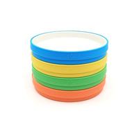 Elk and Friends Platos De Porcelana Blanca Para Niños De 7.8" Con Fundas De Silicona, Aptos Para Niños Pequeños, Aptos Para Microondas Y Lavavajillas, Platos Antideslizantes Para Aperitivos.