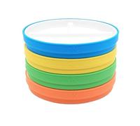 Elk and Friends Platos De Porcelana Blanca Para Niños De 7.8" Con Fundas De Silicona. Platos Divididos. Apto Para Microondas Y Lavavajillas. Platos Antideslizantes Para Aperitivos.