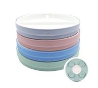 Elk and Friends Platos De Porcelana Para Niños De 7.8" Con Divisiones Y Ventosas De Silicona. Aptos Para Niños Pequeños. Apto Para Microondas Y Lavavajillas. Platos Antideslizantes Para Aperitivos.