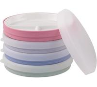 Elk and Friends Platos divididos de porcelana para niños de 7.8 pulgadas con fundas de silicona + tapas, adecuados para bebés, niños y niños pequeños, aptos para microondas y lavavajillas