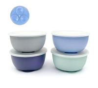 Elk and Friends Tazones De Acero Inoxidable Con Funda De Silicona Para Bebés Y Niños Pequeños. Tapas Incluidas. Tazones De Cereales Y Refrigerios Con Ventosa Que Se En Su Lugar. Paquete De 4.