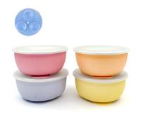 Elk and Friends Tazones De Acero Inoxidable Con Funda De Silicona Para Bebés Y Niños Pequeños. Tapas Incluidas. Tazones De Cereales Y Refrigerios Con Ventosa Que Se En Su Lugar. Paquete De 4.