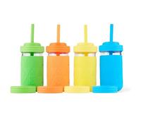 Elk and Friends - Vasos para niños y niños pequeños | Tarros de cristal originales con fundas de silicona y pajitas de silicona | Vasos batidos | Vasos antiderrames