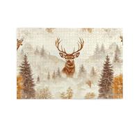 Elk Are In The Smoky Forest - Rompecabezas de 1000 piezas para adultos, rompecabezas de madera para adultos, regalos para decoración del hogar