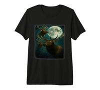 Elk Howling at The Moon - Funny Elk Hunting Man Mujeres Camiseta Premium