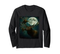 Elk Howling at the Moon - Funny Elk Hunting Man Mujeres Manga Larga