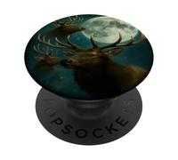 Elk Howling at the Moon - Funny Elk Hunting Man Mujeres PopSockets PopGrip Adhesivo