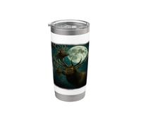 Elk Howling at the Moon - Funny Elk Hunting Man Mujeres Vaso térmico de acero inoxidable de doble pared