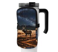 Elk in The Meadow - Bolsa de accesorios para botellas deportivas, correa de transporte de agua, bolsa de bolsillo para teléfono, para caminar, senderismo y gimnasio, Black, S, Tarjetero