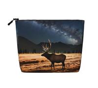 Elk in The Meadow - Bolsa de maquillaje de cáñamo falso, para mujer, 100% poliéster, impermeable, gran capacidad, perfecta para viajes y uso diario
