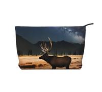Elk in The Meadow - Bolsa de maquillaje de pana con cremallera, bolsa de cosméticos para viajes, artículos de tocador y uso diario