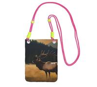 Elk In The Meadow - Bolso para teléfono celular para mujer, funda tipo cartera con correa de hombro negra, bolsa de viaje, fucusia, talla única