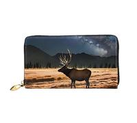 Elk In The Meadow - Cartera larga con cremallera para mujer, 7.48 x 4.13 pulgadas, viene con ranuras para tarjetas de crédito en el interior, ligera y duradera., Negro -, Talla única, Moderno