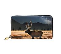 Elk In The Meadow - Cartera larga para mujer, cartera de viaje, cartera larga de gran capacidad, cartera con cremallera, 7.48 x 4.13 pulgadas, Negro -, Talla única