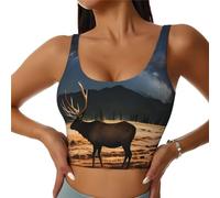 Elk in The Meadow - Chaleco deportivo para mujer, almohadillas extraíbles, adecuado para fitness y yoga, Negro, X-Large