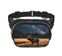 Elk in the Meadow Fitness Bandolera de viaje, Riñonera informal y moderna de doble capa, color negro, talla única, negro/blanco, One Size, blanco y negro, talla única