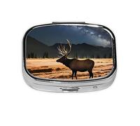 Elk in The Meadow - Organizador de pastillas para uso diario, cabe en el bolsillo, pastillero portátil de 2 compartimentos para medicamentos, vitaminas y más