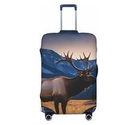 Elk in The Meadow - Protector de equipaje elástico, a prueba de polvo y resistente a los arañazos, se adapta a maletas de 18 a 32 pulgadas, Black, XL