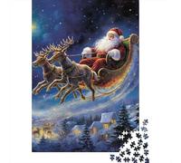 Elk Santa Claus Jigsaw Puzzles Puzzles for Adults Kids. 1000 Piece Impossible Challenge Toy Educational Games Home Decoration for Adults& Kids Age 14 Years Up 1000pcs (75x50cm)