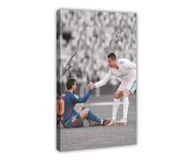 ELKPDOE Póster de fútbol de Cristiano Ronaldo, Lionel Messi, lienzo para decoración de dormitorio, oficina, habitación, marco de regalo: 60 x 90 cm