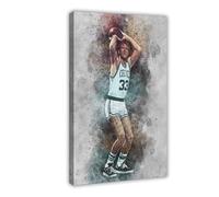 ELKPDOE Póster de Larry Bird 3 en lienzo de baloncesto para decoración de pared, pinturas para sala de estar, dormitorio, marco de decoración de 50 x 75 cm