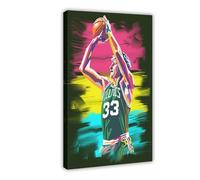 ELKPDOE Póster de Larry Bird, lienzo de baloncesto, decoración de dormitorio, paisaje, oficina, habitación, marco de regalo: 30 x 45 cm