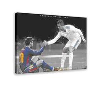 ELKPDOE Póster de Messi Ronaldo con imagen de fútbol, lienzo para decoración de pared, cuadros para sala de estar, dormitorio, marco de decoración de 30 x 45 cm