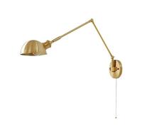 Elksdut Aplique de pared con brazo oscilante ajustable de latón, interruptor de perilla de cadena, lámpara de pared, lámpara de pared con pantalla de cúpula vintage, accesorio de pared con cable