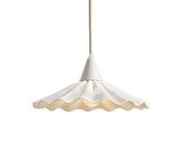 Elksdut Lámpara Colgante De Cerámica, Lámpara Colgante De Sombra Festoneada con Cable Ajustable De 120 Cm, Luz De Techo con Base E27 for Cocina, Isla, Comedor, Dormitorio