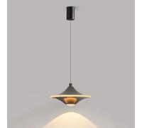 Elksdut Lámpara colgante de disco de 6,3 pulgadas Lámpara de techo colgante individual LED Iluminación colgante de aluminio negro Accesorio colgante de cable ajustable