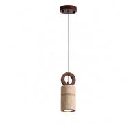 Elksdut Lámpara colgante de travertino con iluminación for isla de cocina con madera y cuerda de cáñamo