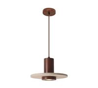 Elksdut Lámpara colgante de travertino natural con cordón ajustable for colgar, lámpara colgante de madera maciza con un solo cabezal, casquillo E27 Wabi Sabi(Walnut,20cm)