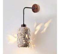 Elksdut Lámpara de pared colgante de madera y piedra natural E27
