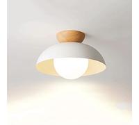 Elksdut Lámpara de Techo de Montaje semiempotrado, lámpara de Techo Moderna con Pantalla de Vidrio opalino y Capa Base de Metal de Grano de Madera, lámpara de Montaje Empotrado para Comedor