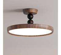 Elksdut Lámpara de techo semi empotrada de estilo francés, lámpara circular vintage con diseño de cuentas y vetas de madera, accesorio LED redondo for dormitorio, sala de estar(Wood grain color,50cm)