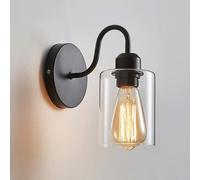 Elksdut Luz de tocador Moderna Negra, Luces de Espejo de tocador de Pared rústicas de 1 luz, lámpara de baño, lámpara de baño sobre Espejo, Luces de baño Vintage con Pantallas de Vidrio Transparente